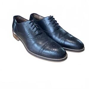 Johnston & Murphy Conrad 2.0 Black Leather Cap Toe Shoes Size 10.5